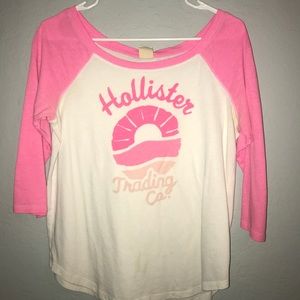 White & Pink Hollister Tee